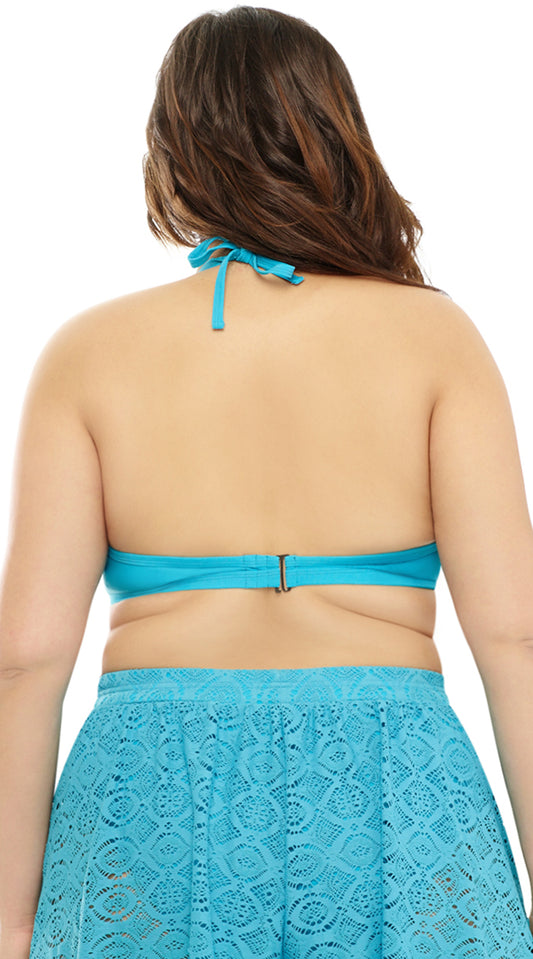 Plus Size High Neck Crochet Bikini Top