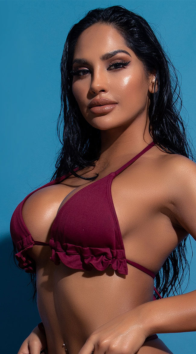 Yandy Riptide Ruffle Triangle Bikini Top