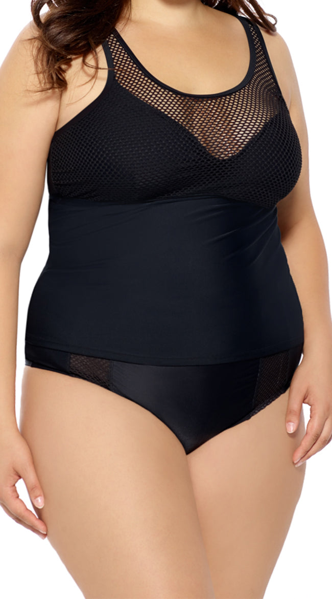 Plus Size Mesh Me High Waisted Swim Bottom