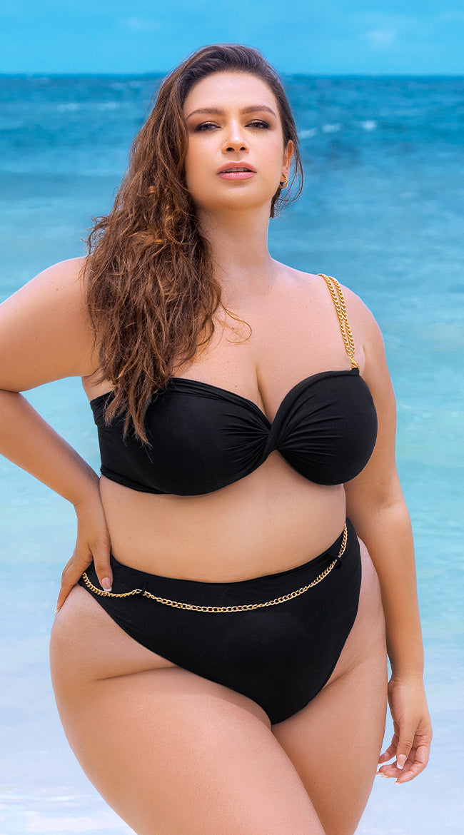  Plus Size Modern Retro Bandeau Bikini