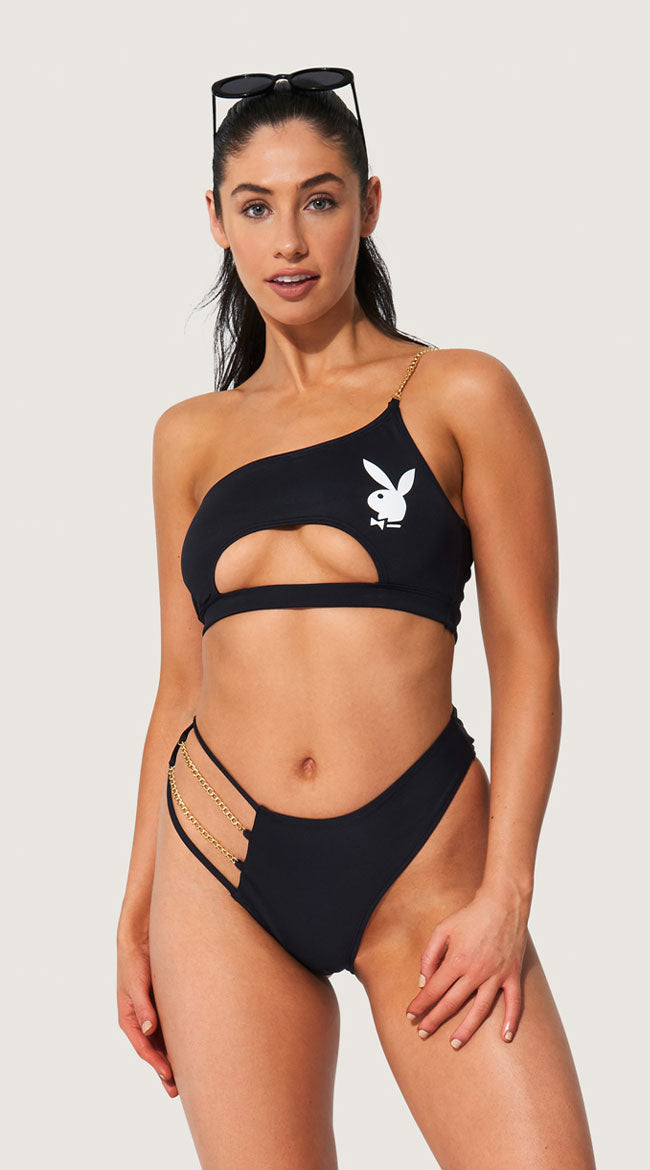  Playboy Peekaboo One Shoulder Bikini
